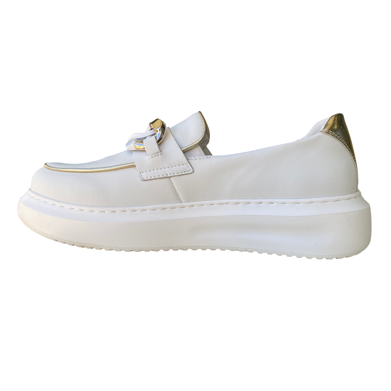 CafèNoir scarpa mocassino da donna con catena C1DE1016 W011 bianco-platino
