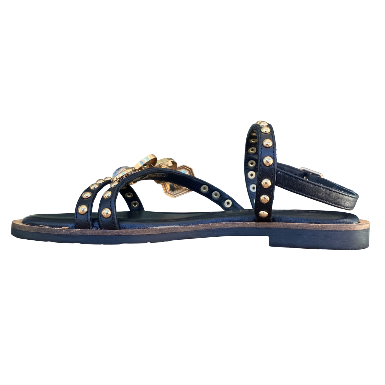 CafèNoir scarpa sandalo da donna in nappa asimmetrico con accessorio C1GE4003 nero
