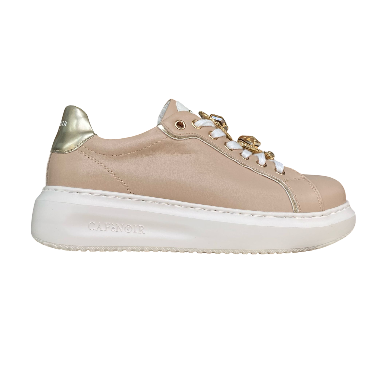 CafèNoir scarpa sneakers da donna con gioiello sui lacci c1DE1032 nocciola