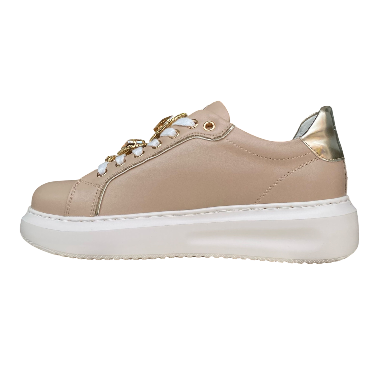 CafèNoir scarpa sneakers da donna con gioiello sui lacci c1DE1032 nocciola1