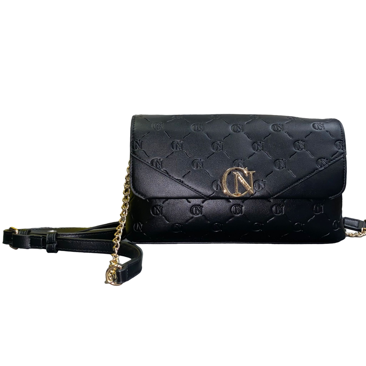 CafèNoir Borsa con pattina logata con tracolla catena C3NI0737 N001 nero