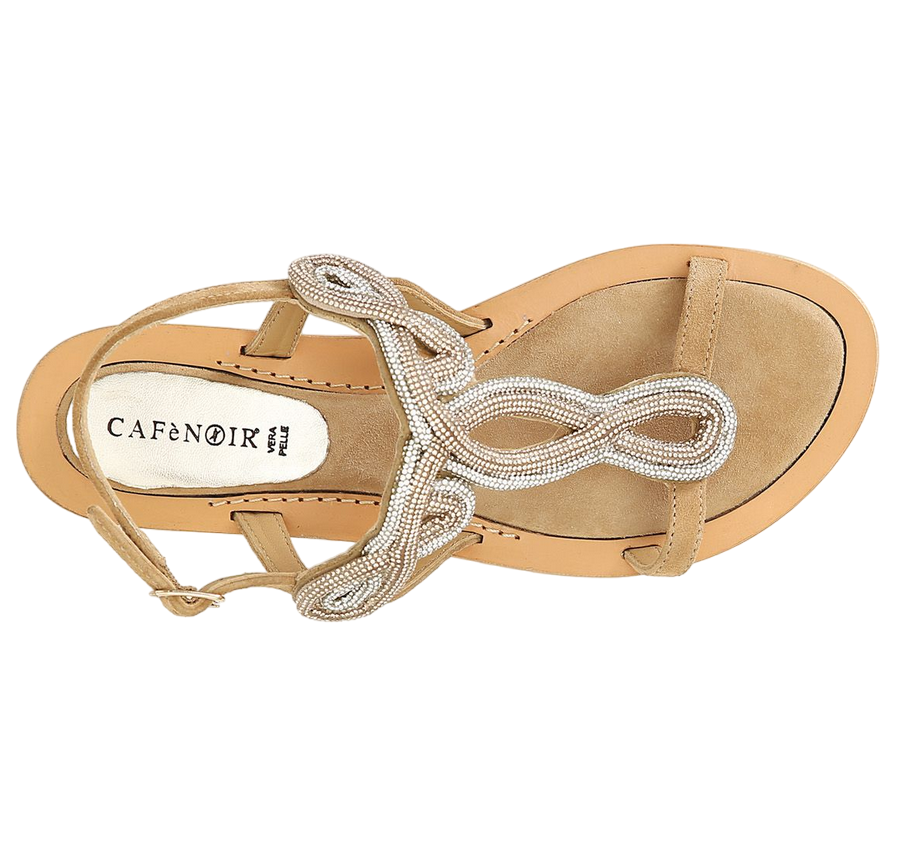 CafèNoir Sandalo in camoscio con strass C1GC5013 M007 cuoio
