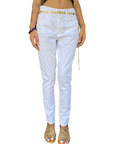 CafèNoir pantalone aderente in tinto capo C7JP0169 W001 bianco