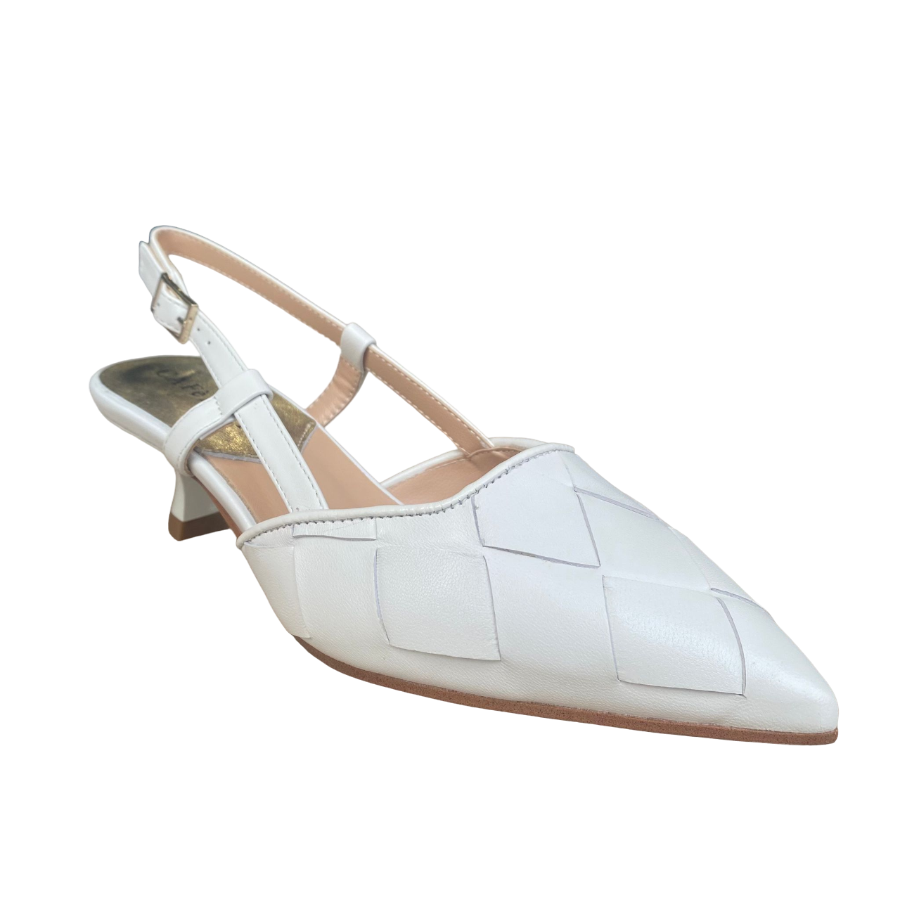 CafèNoir scarpa casua da donna in pelle intrecciata e tacco C1EF1001 W022 bianco