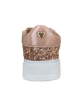 CafèNoir scarpa sneakers da bambina con laccio e zip laerale e glitter c2610 rosa-oro