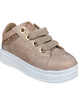 CafèNoir scarpa sneakers da bambina con laccio e zip laerale e glitter c2610 rosa-oro