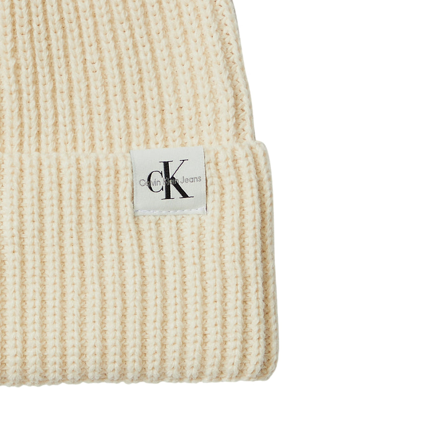 Calvin Klein Berretto a Costine Unisex Junior IU0IU00440PGB Panna - logo