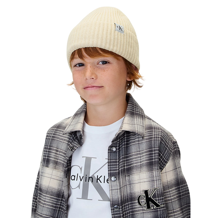 Calvin Klein Berretto a Costine Unisex Junior IU0IU00440PGB Panna - vista principale