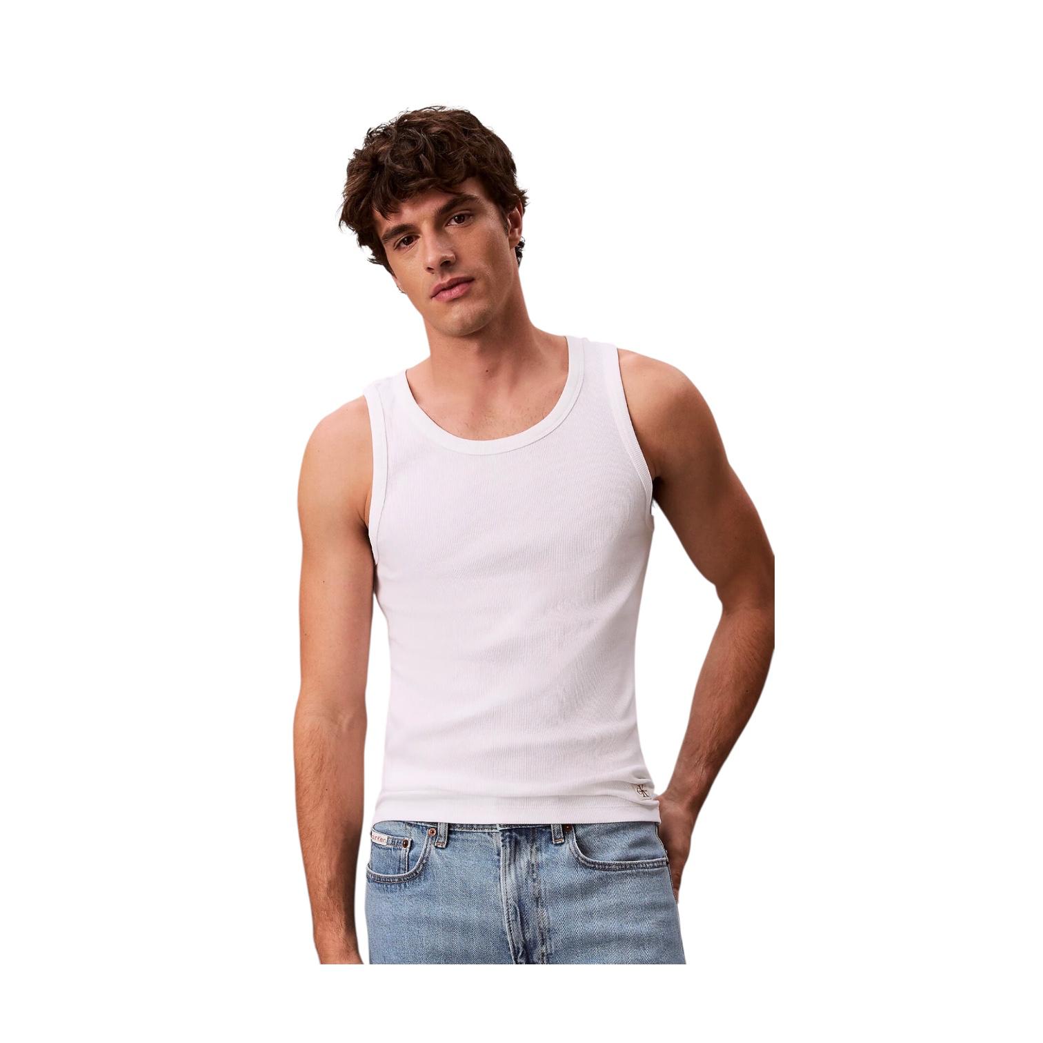 Calvin Klein Canotta Uomo Costine LV04RF272GYAF Bianco