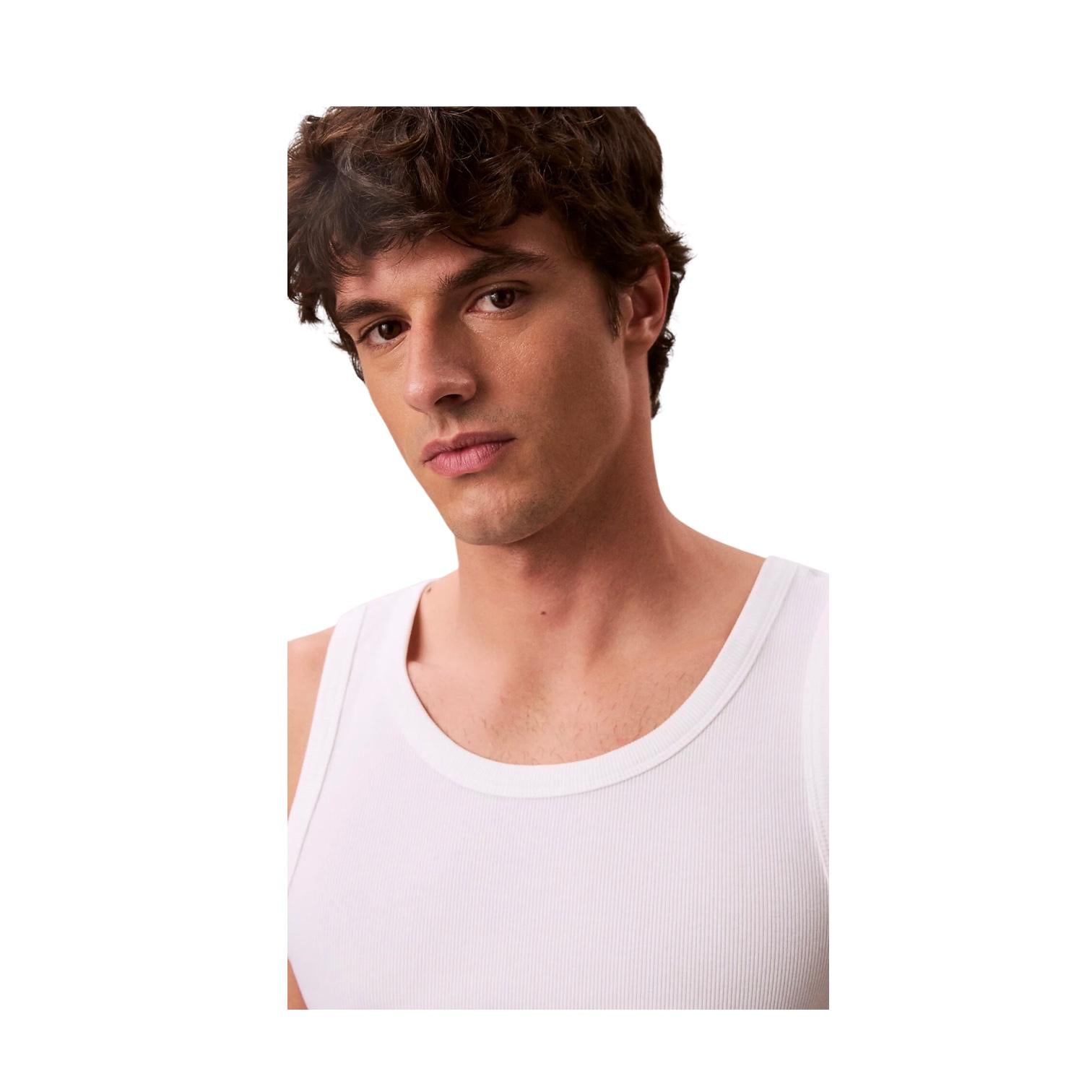 Calvin Klein Canotta Uomo Costine LV04RF272GYAF Bianco particolare