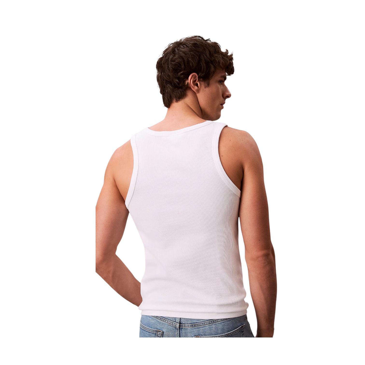 Calvin Klein Canotta Uomo Costine LV04RF272GYAF Bianco particolare dietro