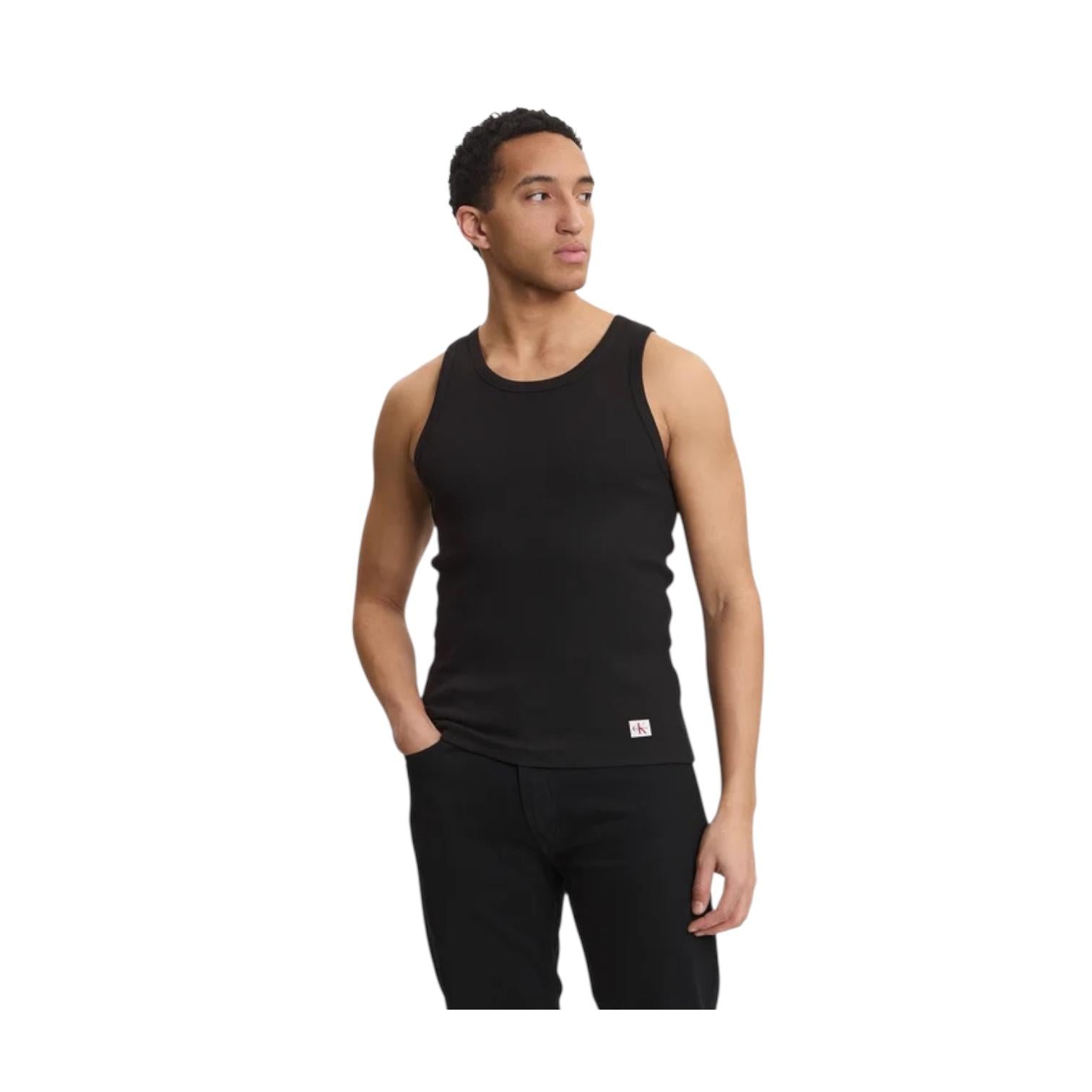 Calvin Klein Canotta a costine uomo LV04RF272GUB1 nero