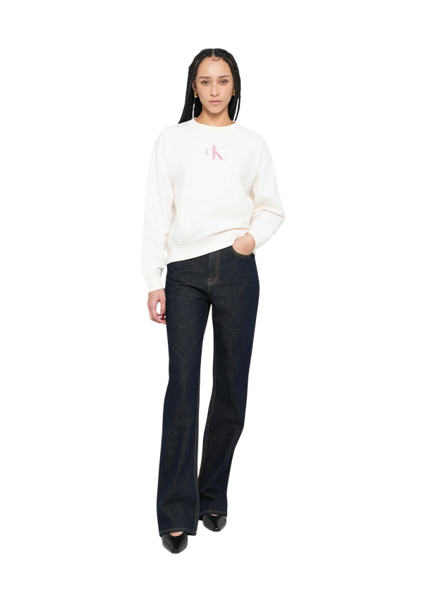Calvin Klein Felpa Girocollo Donna Logo Strass LV047E828 Bianco sportiamoweb.it