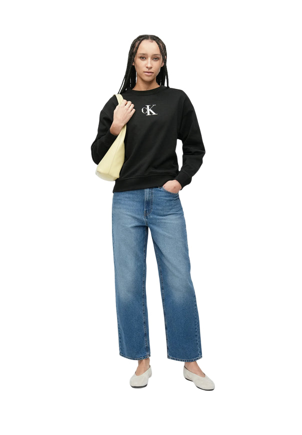 Calvin Klein Felpa Girocollo Donna Logo Strass LV047E828 UB1 Nero sportiamoweb.it