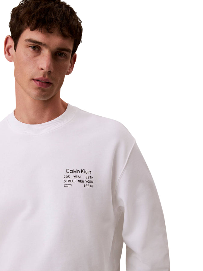 Calvin Klein Felpa Girocollo Uomo LV04RE254G YAF Bianca - Stile Casual e Comfort - dettaglio