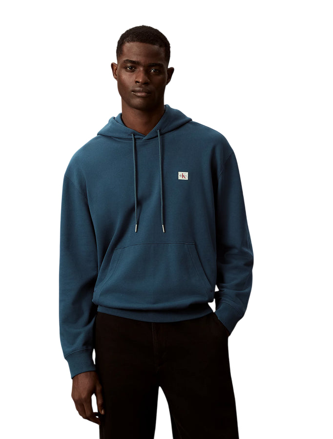 Calvin Klein Felpa con cappuccio LV04RC274G 2ET Navy Teal - Spugna Morbida, Stile Monologo