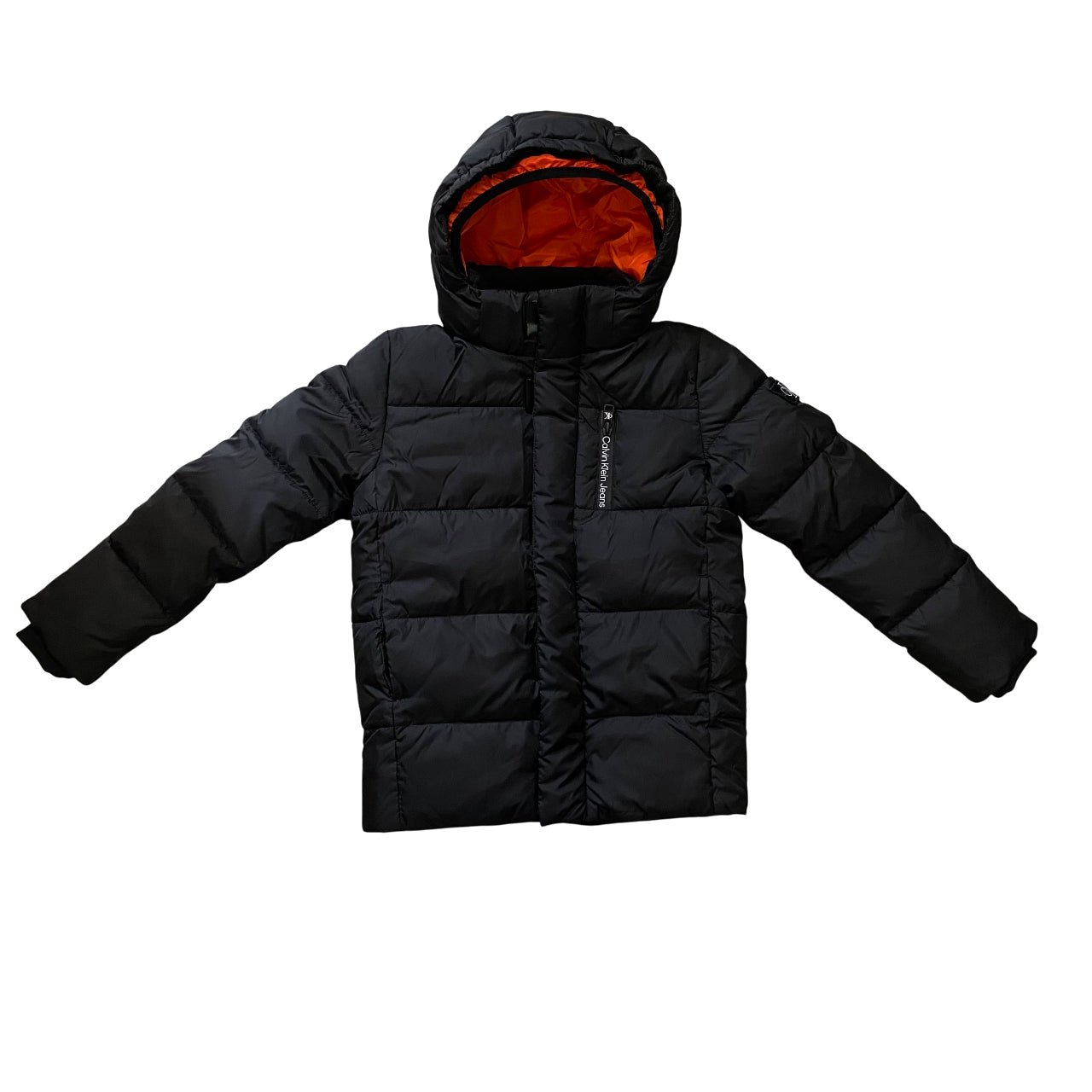 Calvin Klein Giubbotto Trapuntato con Cappuccio Junior IB0IB01276BEH Nero - vista frontale