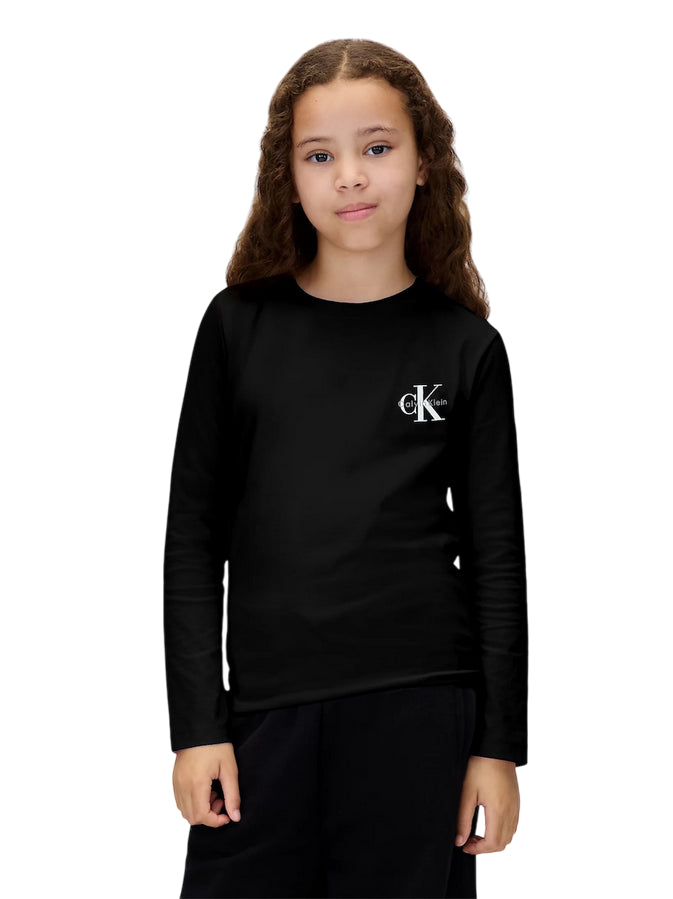 Calvin Klein IU0IU00717 BEH Black Maglietta Manica Lunga Junior - T-shirt Chest Logo Comfort e Stile