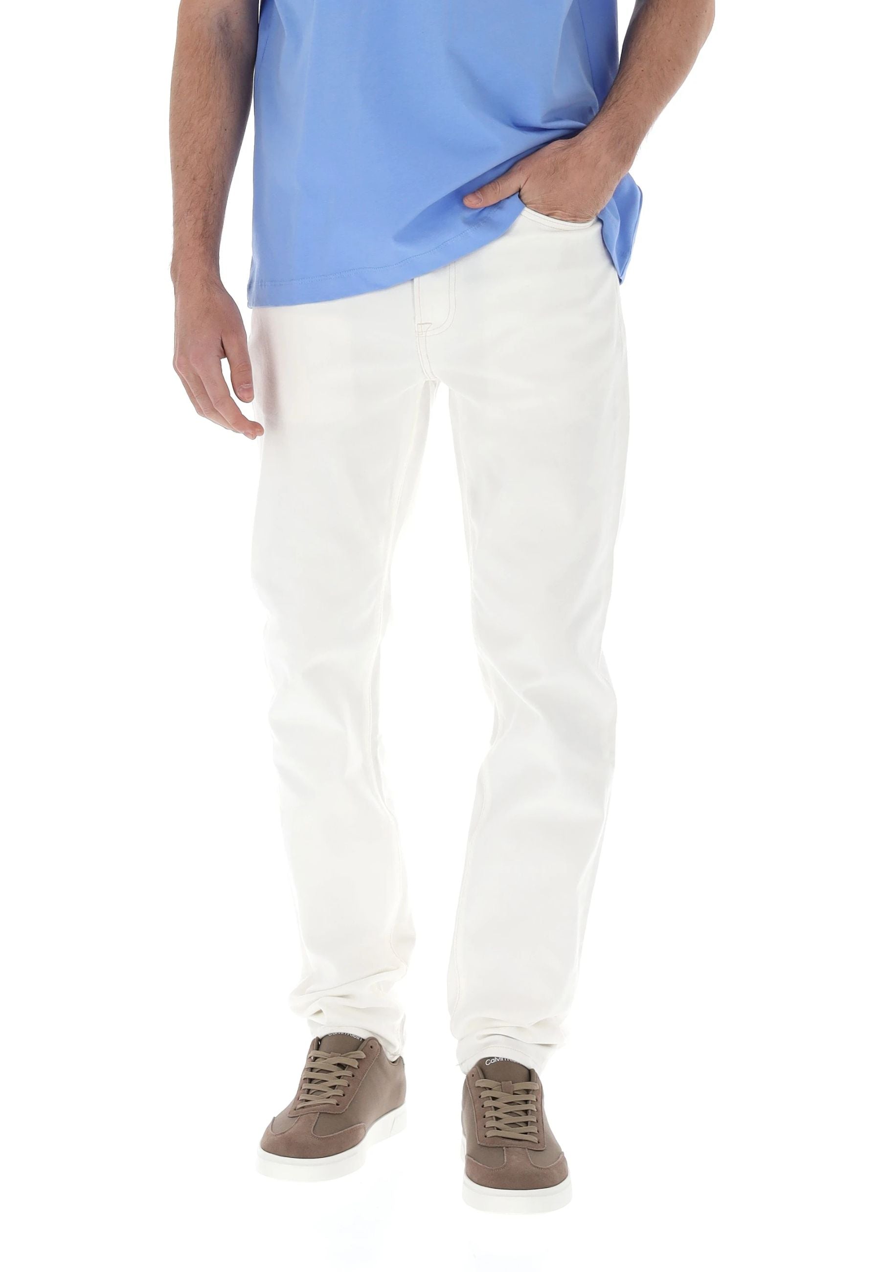 Calvin Klein Jeans Classic Taper Uomo Bianco Chalk - LV04RF956G ASN