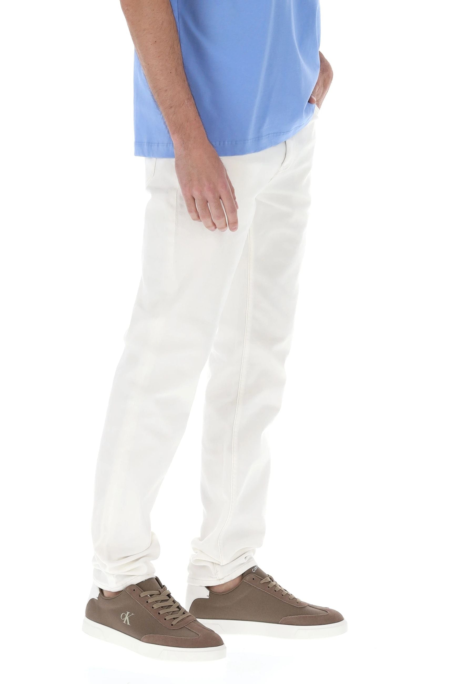 Calvin Klein Jeans Classic Taper Uomo Bianco Chalk - LV04RF956G ASN lato destro