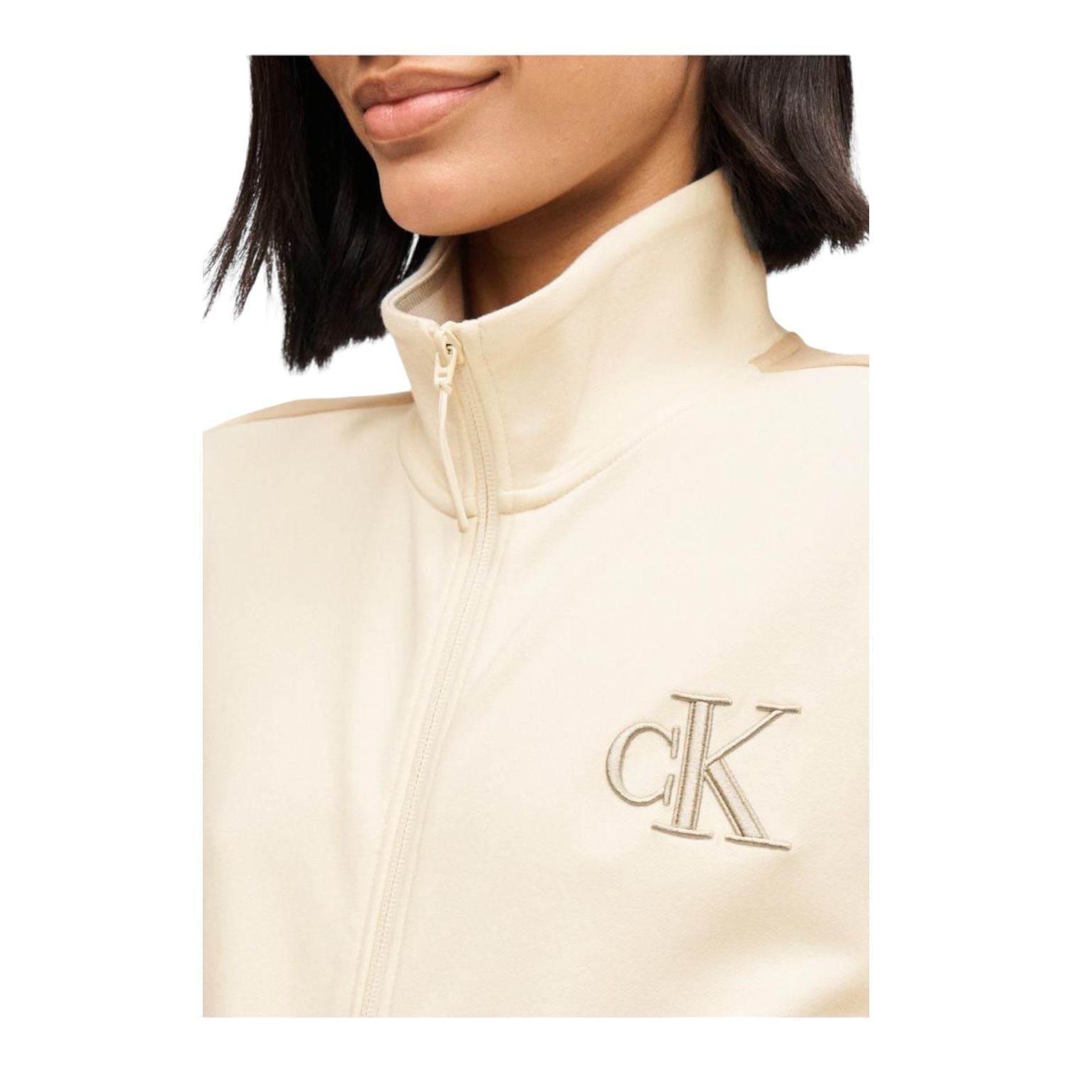 Calvin Klein Jeans Felpa con zip da donna LV047E226G YAC beige