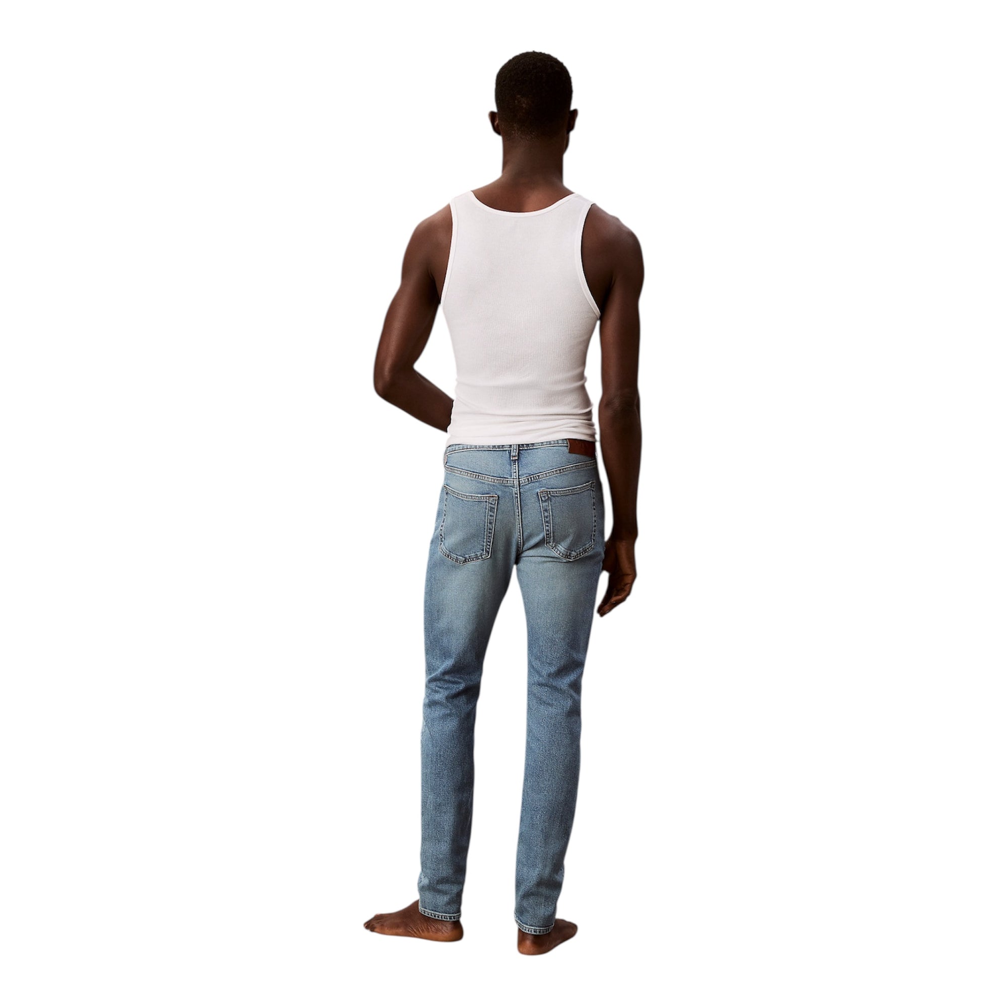 Calvin Klein Jeans Slim Tapered Uomo LV04RE700G Blu Chiaro Slavato dietro
