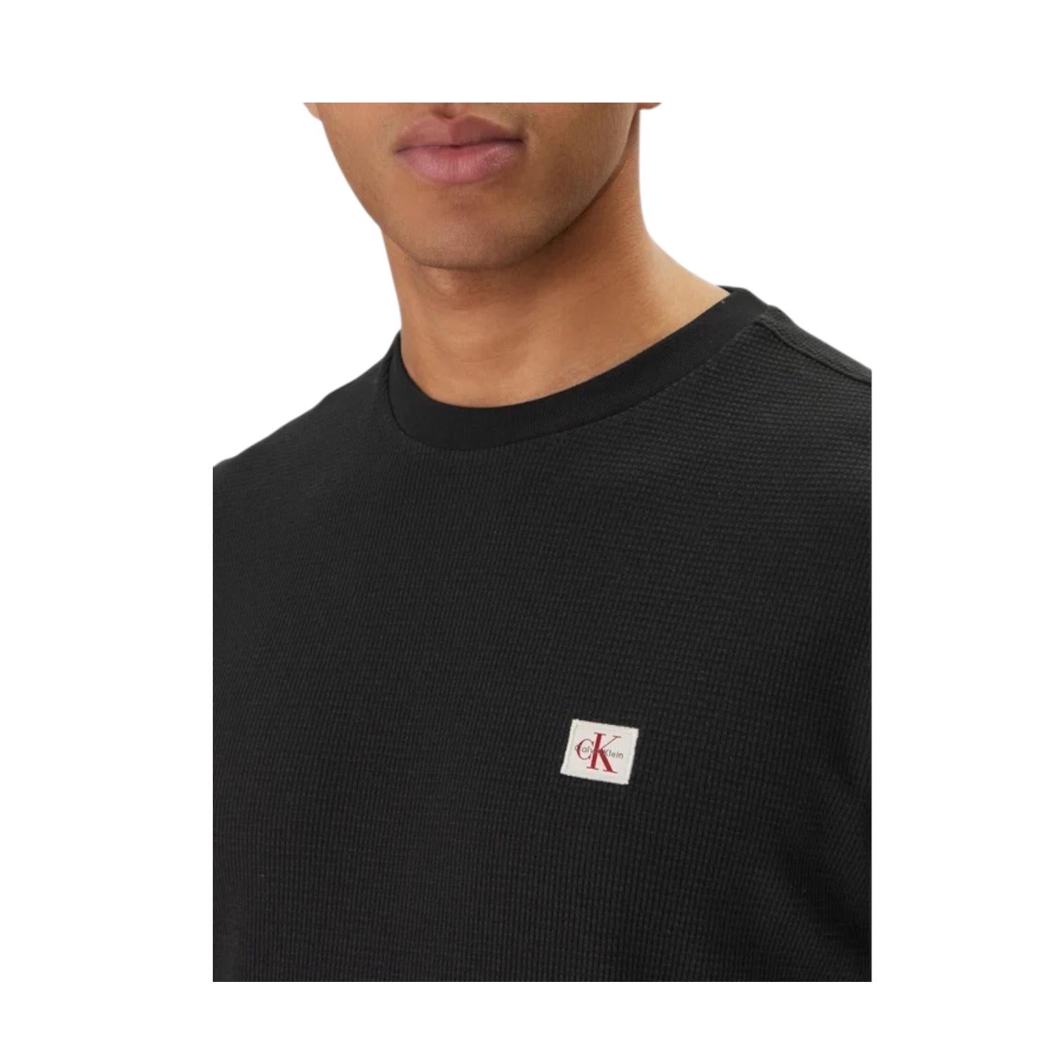 Calvin Klein Jeans T-shirt Waffle Badge LV04RD008G Nero Regular Fit