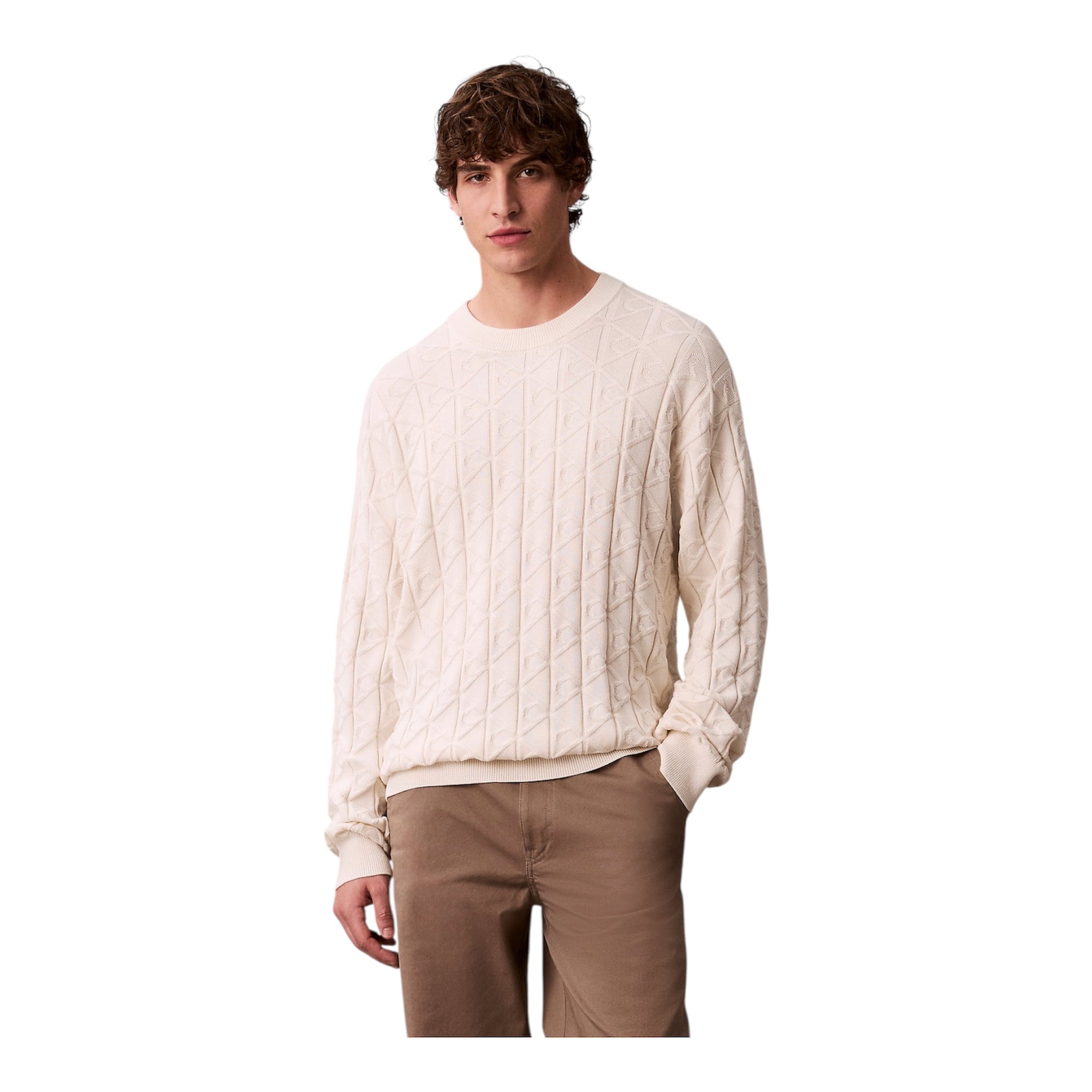 Calvin Klein Maglione LV04RE301G YAS Tofu Logo All-Over Uomo