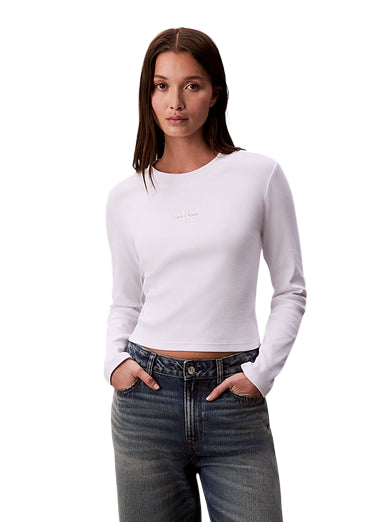 Calvin Klein T-shirt Maniche Lunghe Neonato LV047A803G YAA Bianco avanti