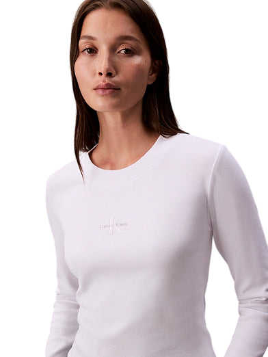 Calvin Klein T-shirt Maniche Lunghe Neonato LV047A803G YAA Bianco particolare