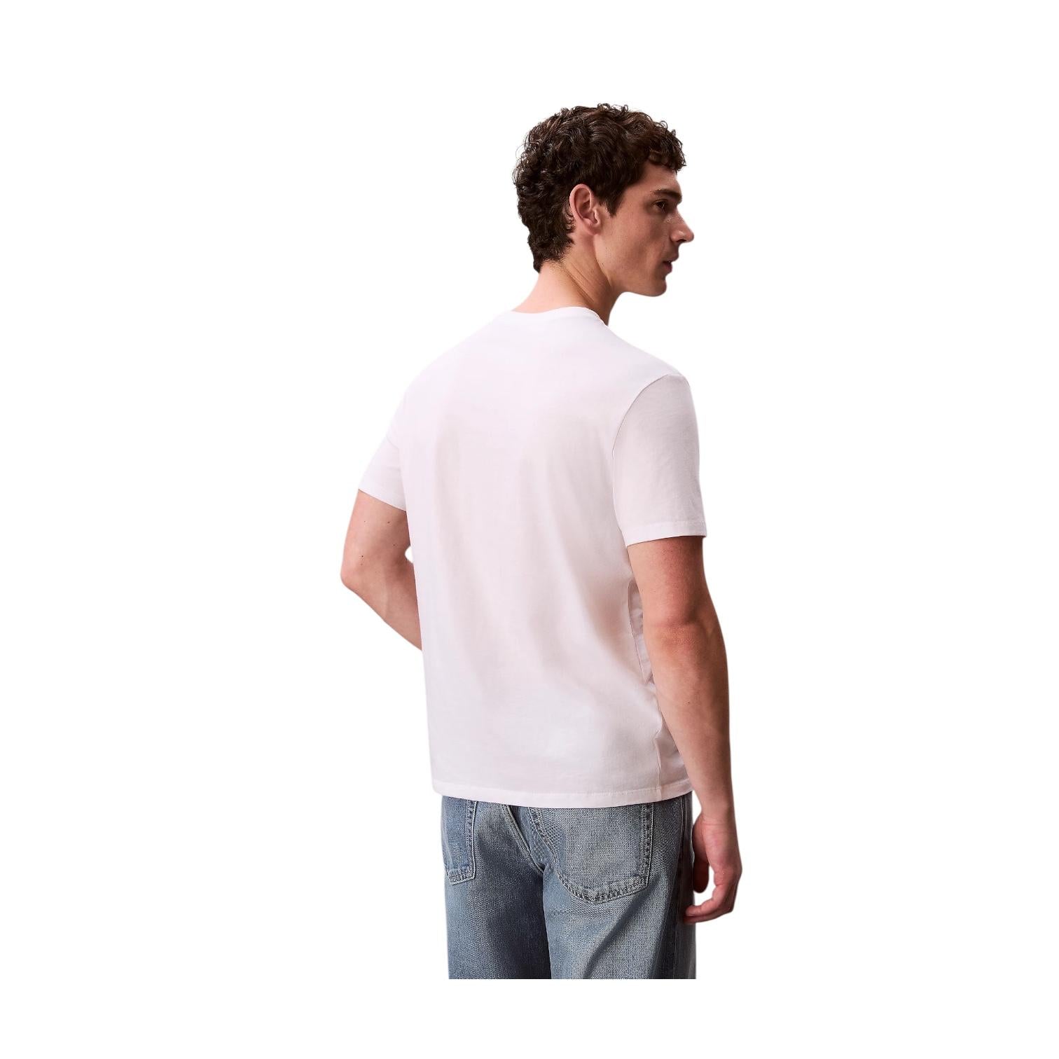 Calvin Klein T-shirt Uomo Monogramma Logo LV04RB866GYAF Bianco