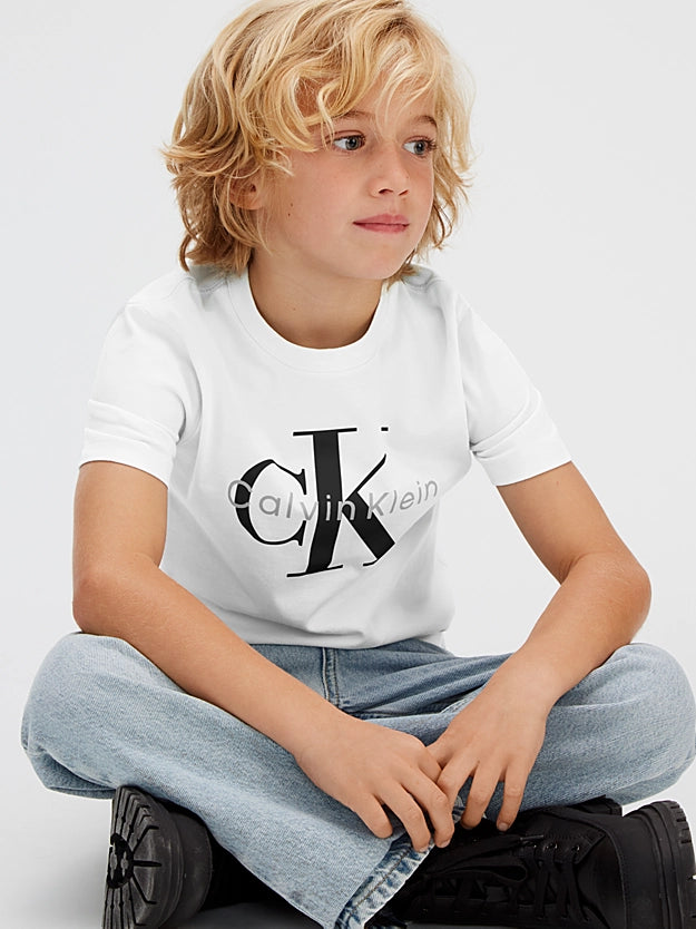 Calvin Klein T-shirt con logo bambino LV1CKSJA33 YAF bianca