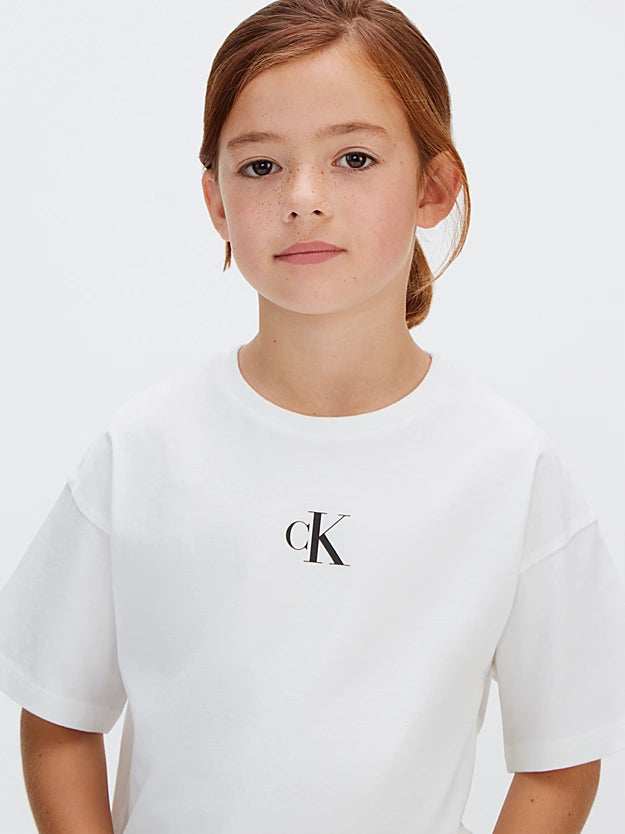 Calvin Klein T-shirt juniors a taglio squadrato LVCKSJA16G YAF bianca