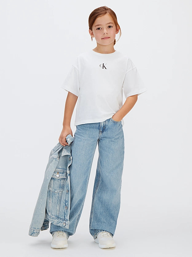 Calvin Klein T-shirt juniors a taglio squadrato LVCKSJA16G YAF bianca