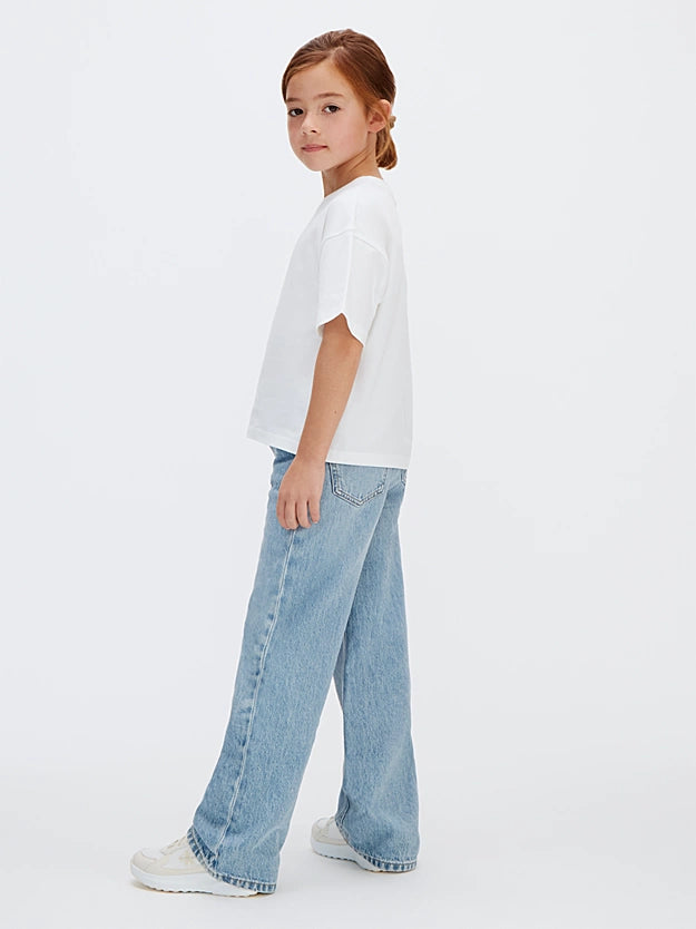 Calvin Klein T-shirt juniors a taglio squadrato LVCKSJA16G YAF bianca