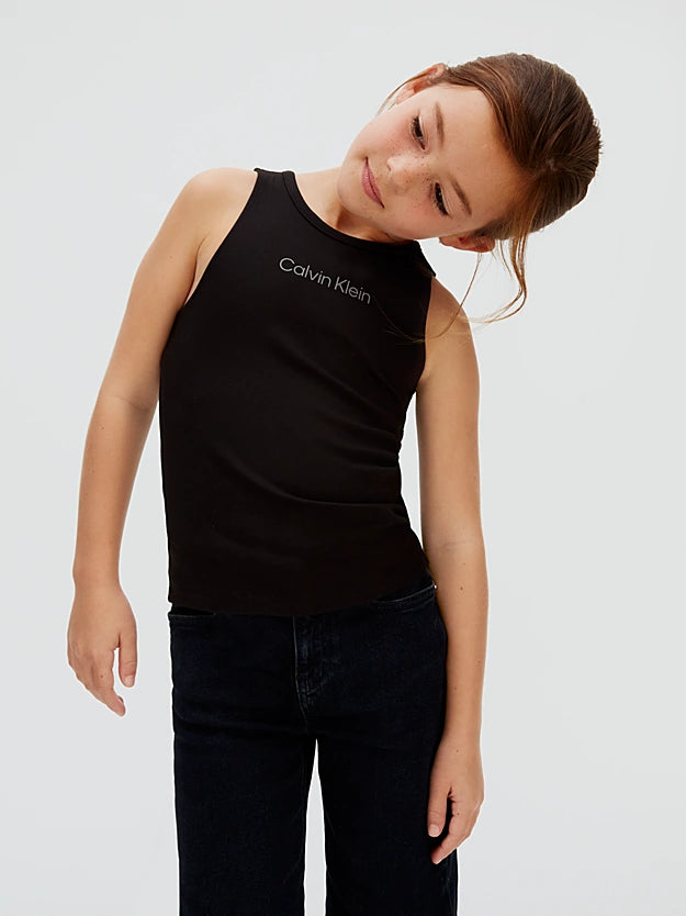 Calvin Klein Top Punto Milano Ragazza Cutout Nera Logo CK - LVCKSJB20G BEH