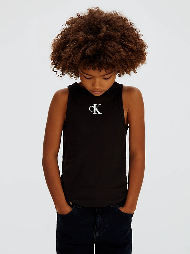 Calvin Klein canotta con logo junior LVCKSJB10G BEH nera