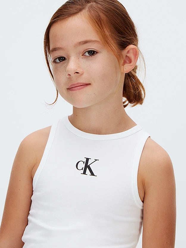 Calvin Klein canotta con logo junior LVCKSJB10G YAF bianca