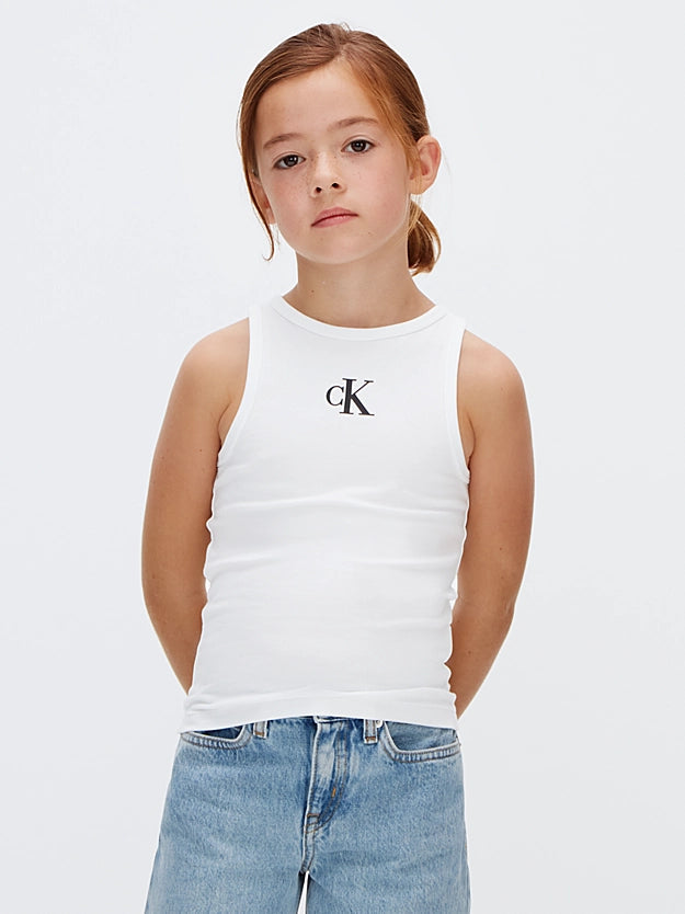 Calvin Klein canotta con logo junior LVCKSJB10G YAF bianca