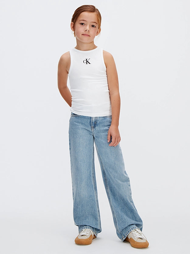 Calvin Klein canotta con logo junior LVCKSJB10G YAF bianca