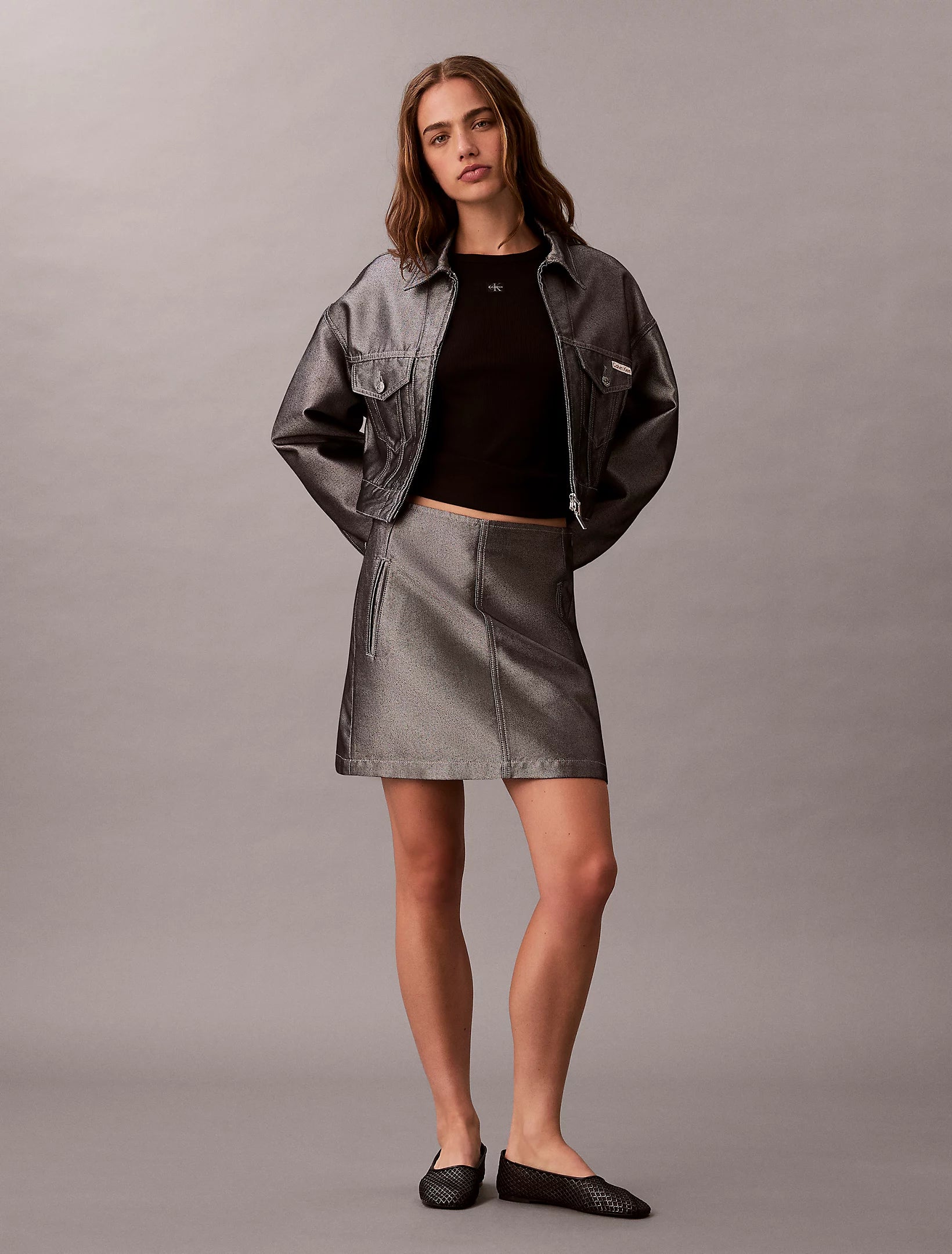 Calvin Klein canotta da donna a Costina con logo LV047C201G nero