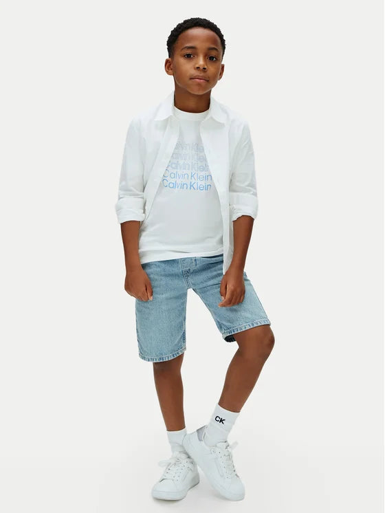 Calvin Klein t-shirt junior Stacked Logo LVCKSJA10B YAF bianca
