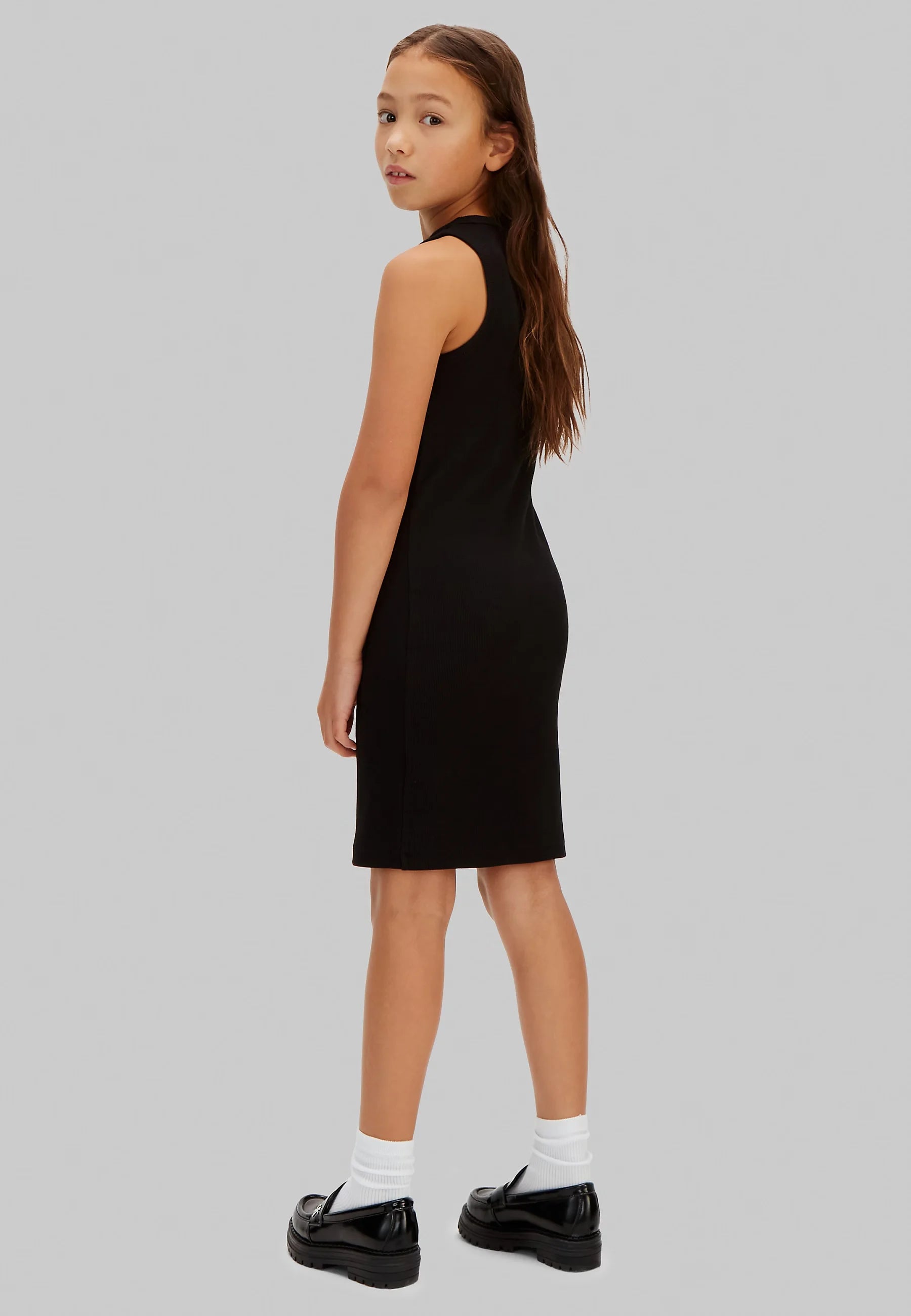 Calvin Klein vestito a costine da ragazza LVCKSJK07G BEH nero