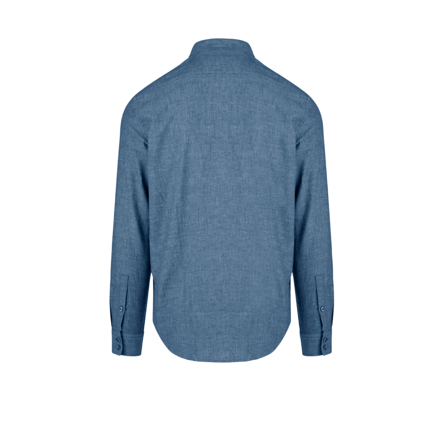 Censured camicia da uomo a maniche lunghe in lino Button Down SMC230TLCT5 26 blu indaco