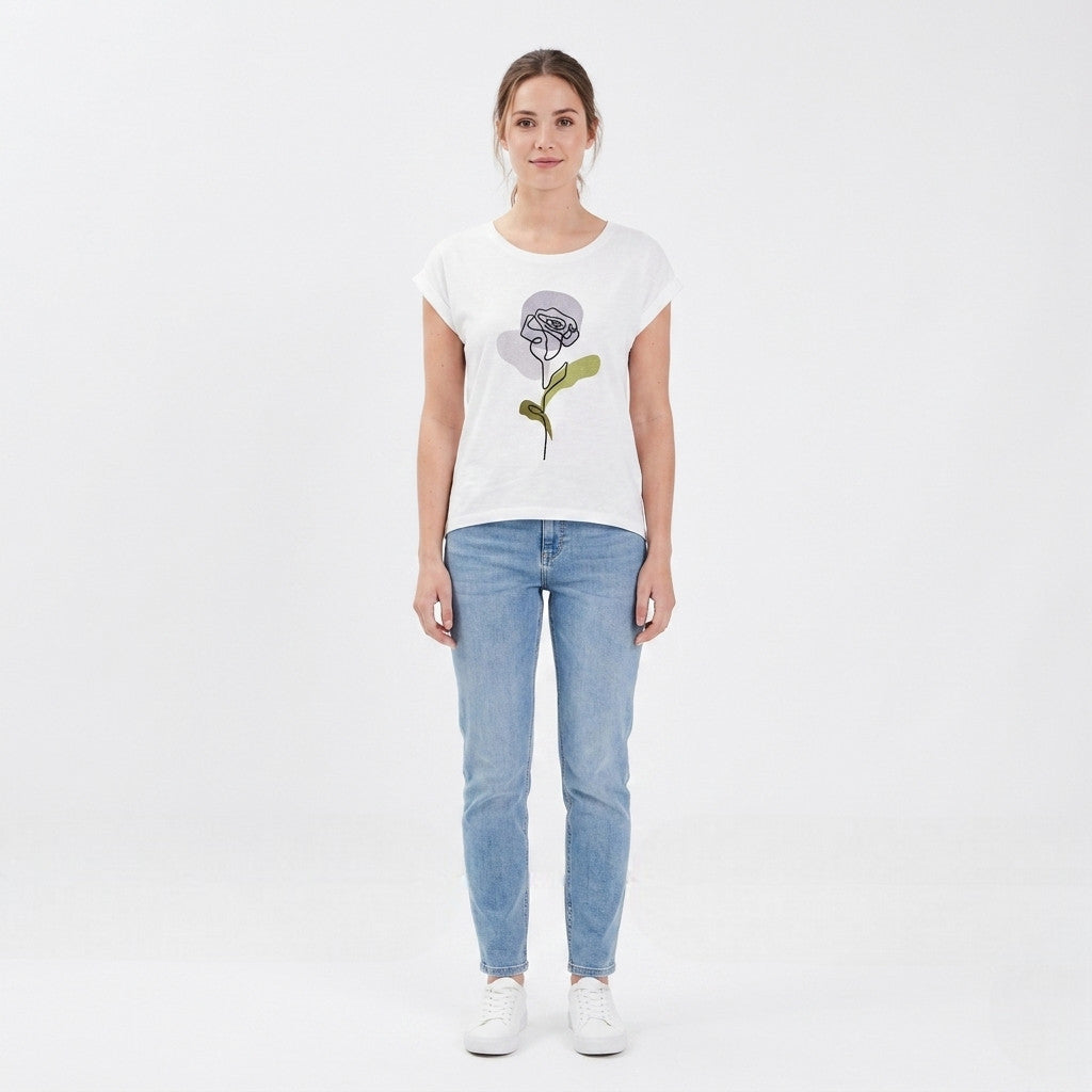 Censured t-shirt da donna in cotone TWC821 JLU6 01 off white