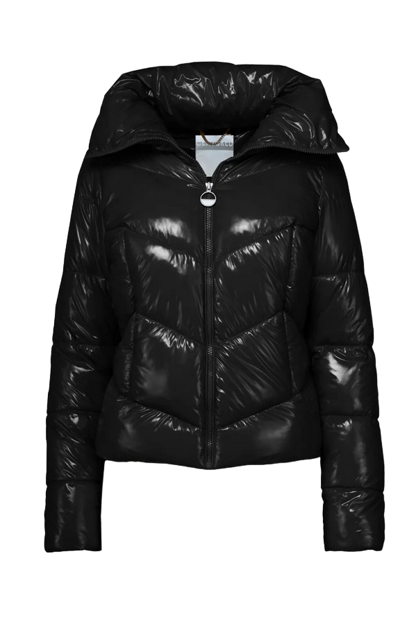 Censured giacca da donna con nylon lucido e collo largo JW C013 T GNY3 90 nero