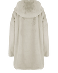Censured giacca in pelliccia ecologica da donna con cappuccio CW1881 T FRC3 07 marrone tortora