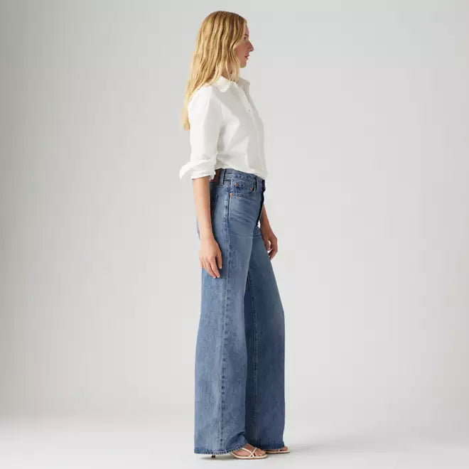 Levi's pantalone jeans da donna ribcage a gamba ampia A60810020 blu