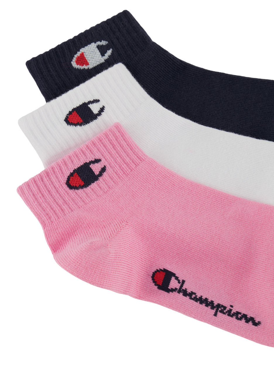 Champion 3 paia di calzini con logo C U30042 PS009 rosa-bianco-blu