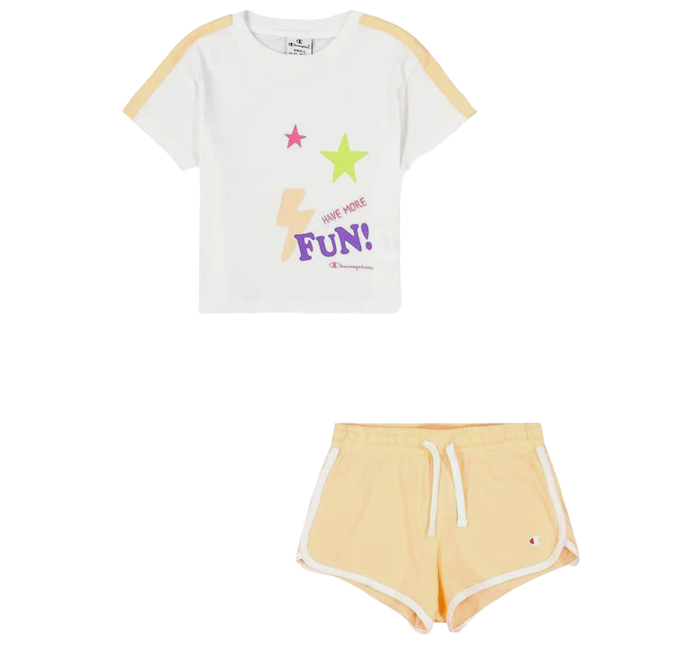 Champion Completo da bambina e ragazza Legacy Fun Club Thirt e Short404678 WW001 WHT white